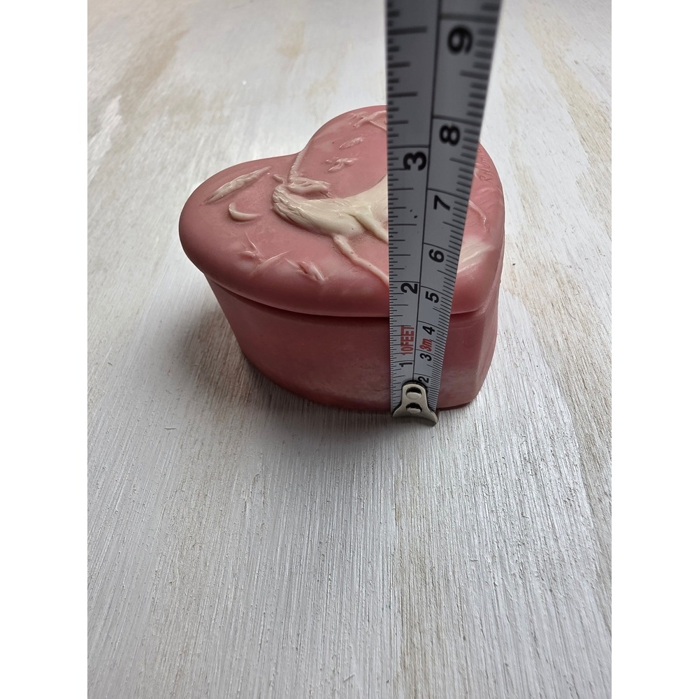 R Nemith Pink Heart Trinket Box Unicorn Bas Relief Cottagecore Fairy Decor - Picture 6 of 6
